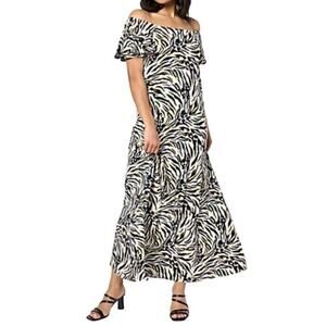 Attitudes by Renee Plus Como Jersey Flutter Sleeve Maxi Dress in Safari, Size 2X